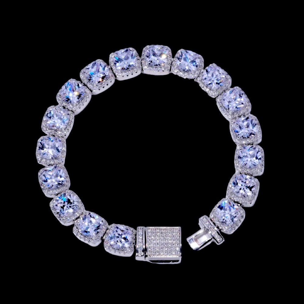 Clustered White Gold Diamond Tennis Chain Bracelet